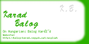 karad balog business card